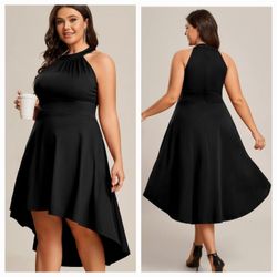 Black High Low Cocktail Sleeveless Dress