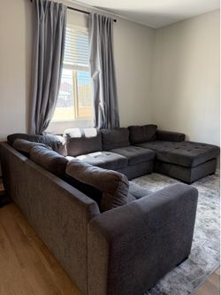 Gray Sectional Couch with Storage