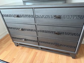 Dark Gray 6-Drawer Double Dresser and nightstand