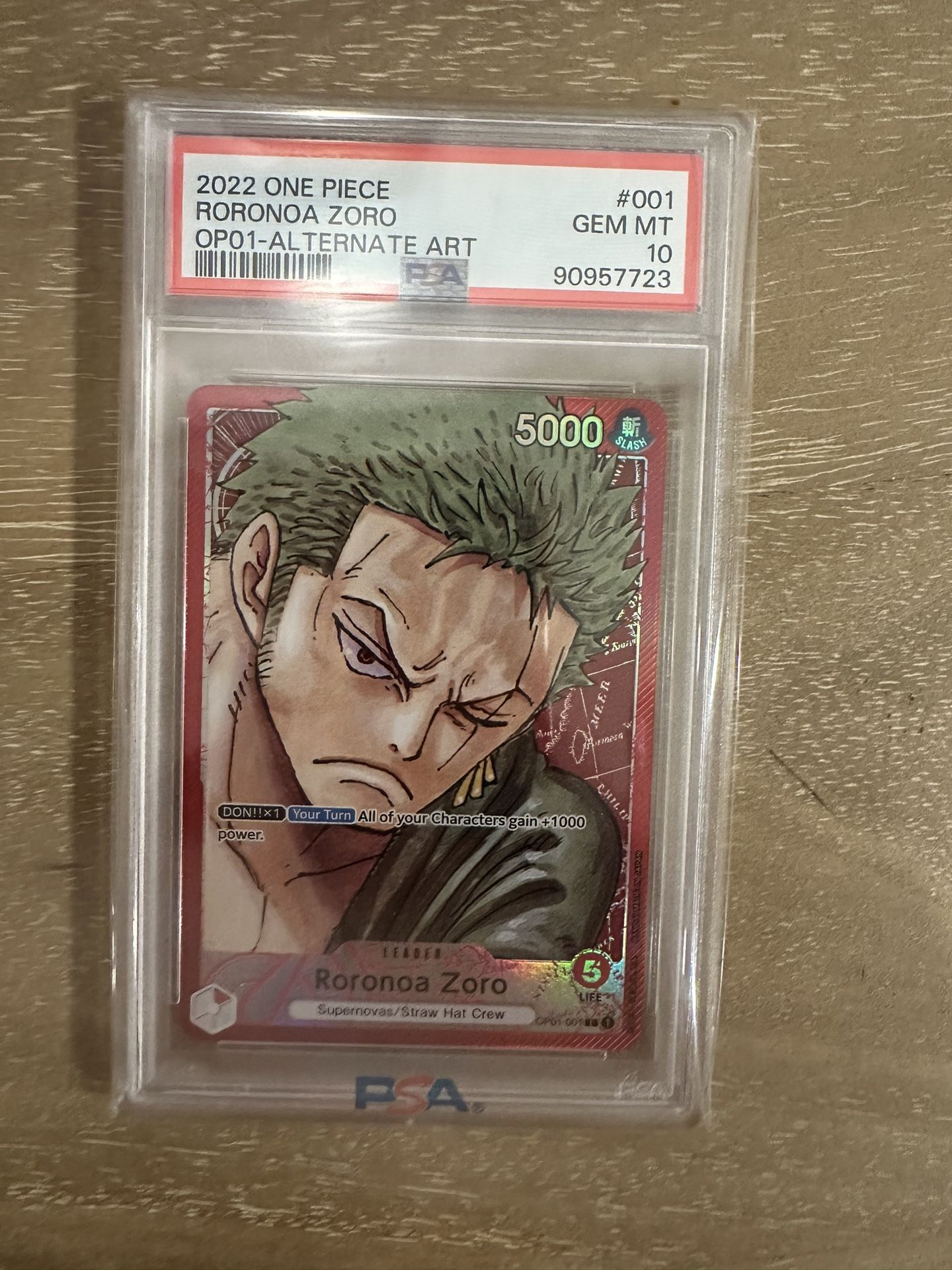Roronoa Zoro (001) (Parallel) OP01-001 Romance Dawn Foil English PSA 10
