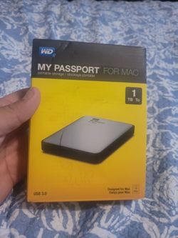 WD My Passport for Mac 1TB Portable Hard Drive - Like New - Formatted for use in Windows and Mac