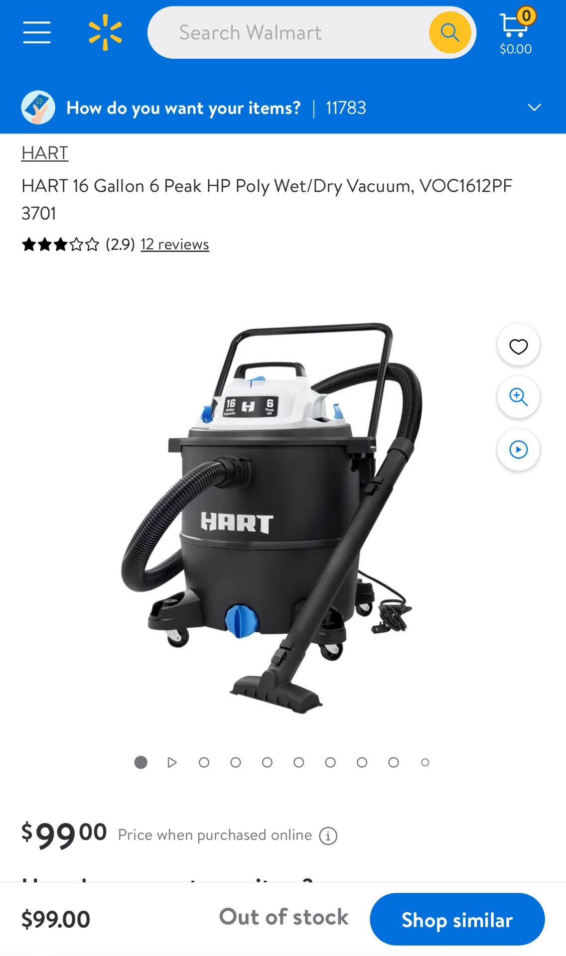 Hart 16 Gallon Wet/Dry Vac