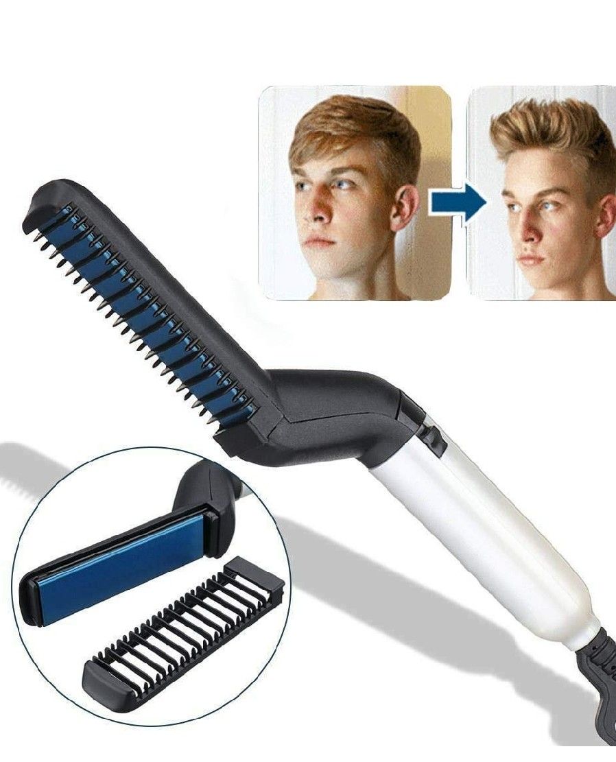 Electric Hair Comb For Men, Quick Electric Hot Comb Massage Brush Hair Styling Comb Straightener for DIY Flexible Modeling and Natural Side Hair