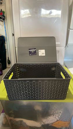 Gray Plastic Lattice Storage Bin