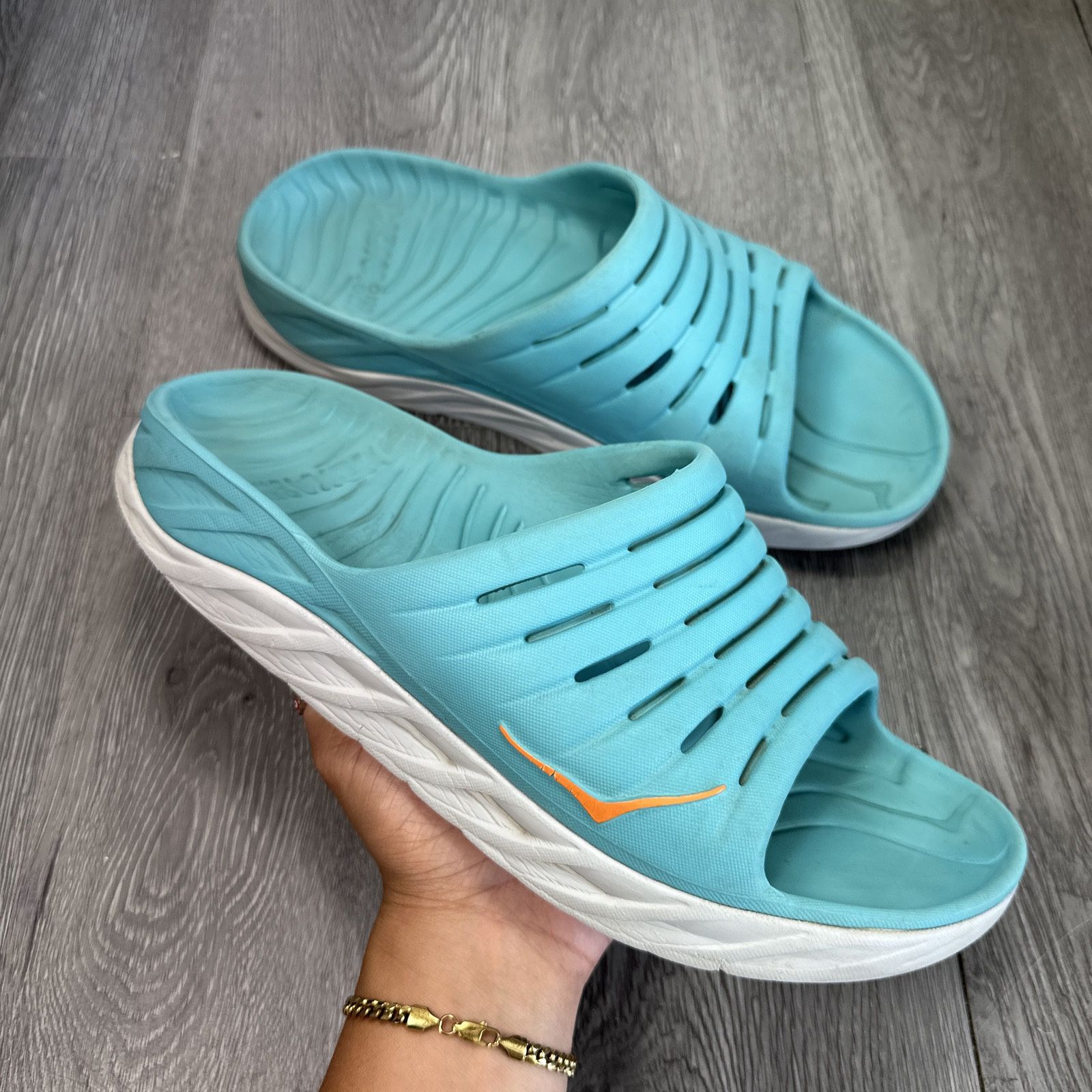 Hoka One One Teal Sandals Mens 10 Hoka One One Ora Luxe Recovery Slide Sandals Men main image 3