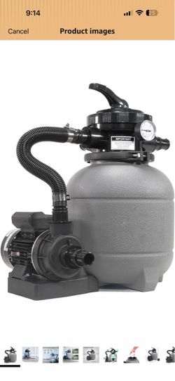 XtremepowerUS 12" Above Ground Swimming Pool Sand Filter System with 1/4 HP 2400 GPH Pump, 7-Way Multi-Port Valve, Strainer Basket, Hose Adapters & Fi