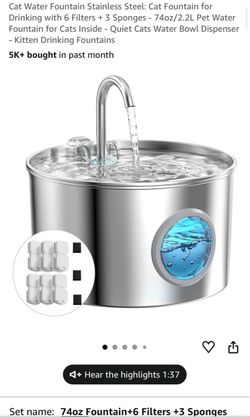 Stainless Steel Cat Water Fountain