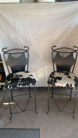 2 Cow Print Bar Stools