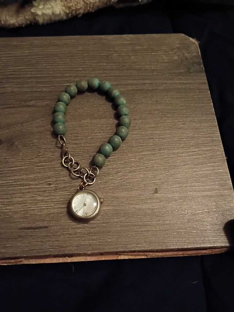 Vintage Turquoise Beaded Bracelet Watch