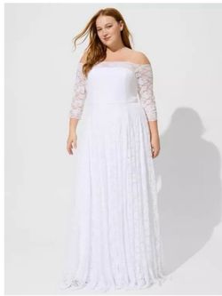 NEW Off Shoulder White Lace Wedding Dress