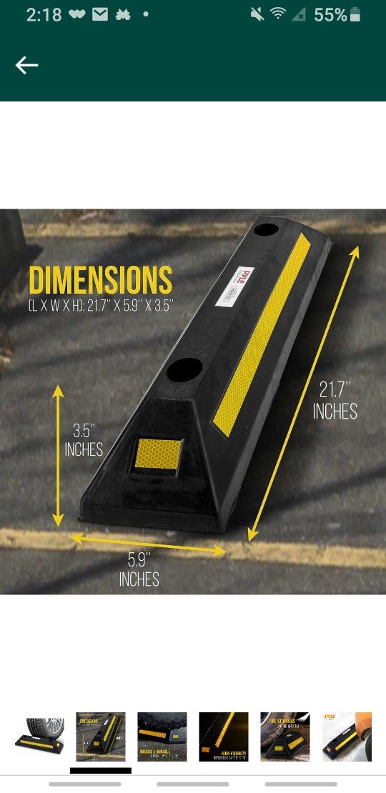 Curb Garage Vehicle Floor Stopper for Parking Safety 1PC Heavy Duty Rubber Parking Lot Driveway Stopper, For Car Vans Trucks Tire Wheel Guide Block Pr