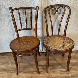 Vintage Mundus Side Chairs Cane Seat, Marquetry Inlay