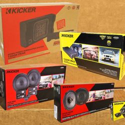 Kicker 5 Ch Power Amplifier 12" Shallow L7 Down Firing Enclosure L7T12 Subwoofer Bass Knob 6 1 /2" Coaxial & Component Speaker 1650 Watts Package 🚨