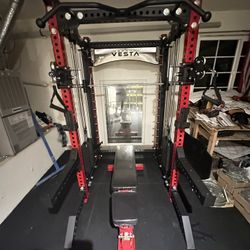 Vesta Fitness PRO SERIES Ultimate Half Rack Functional Trainer w/Smith Machine Bar | 320lb Stack | Gym Equipment | Fitness | Commercial | Squat Rack 