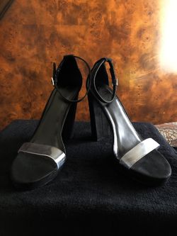 Charlotte Russe Clear Strap Black Thick Heels🖤