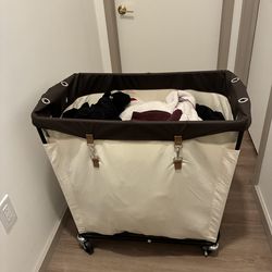 Rolling Laundry Hamper (Large, Canvas, Wheels)