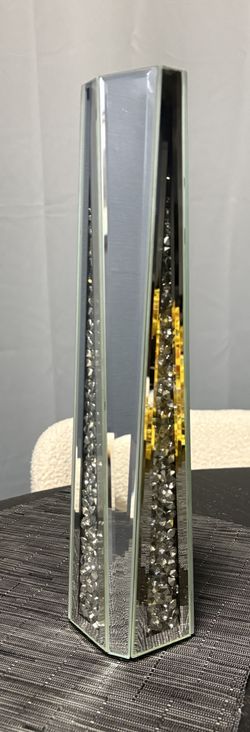 NEW 13" Tall Mirror/Crystal Vase