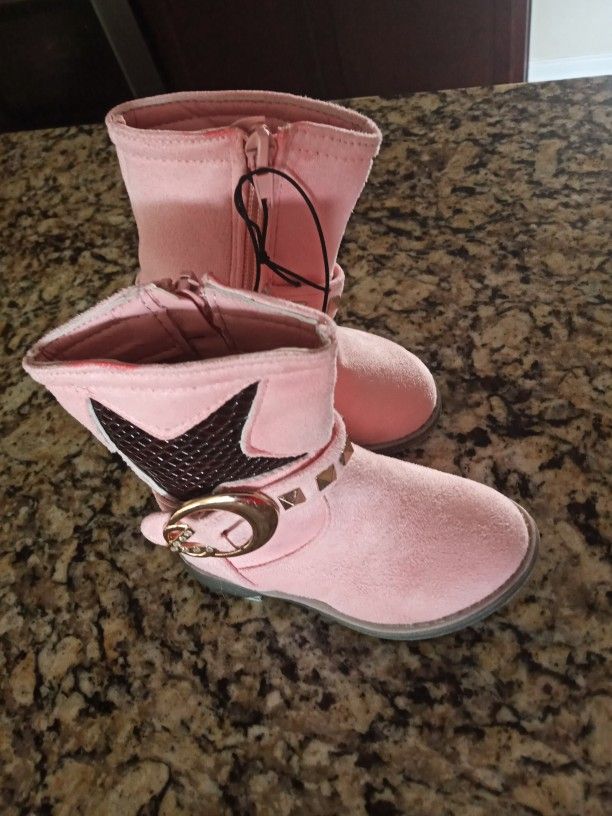 Pink Suede Toddler Boots