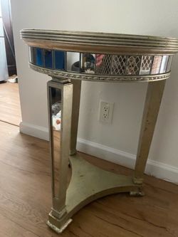 Round  Mirrored Side Tables (2 tables) Legs all Mirror.