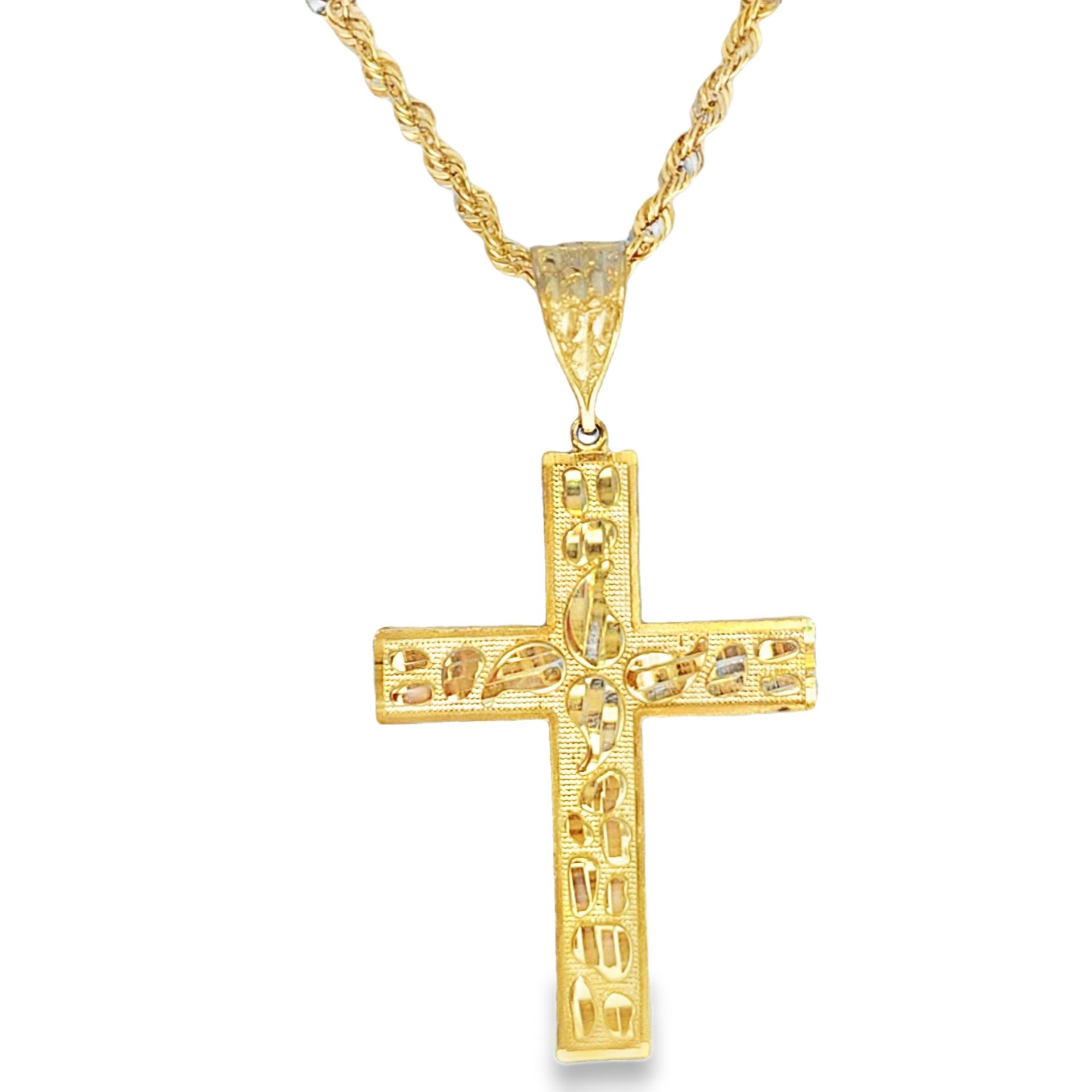 Yellow Gold Cross Pendant Charm Necklace