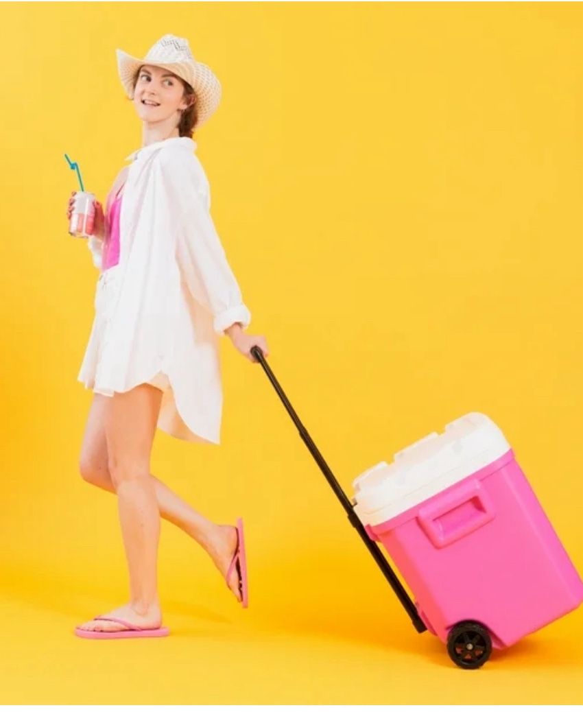 Igloo 60 QT Laguna Ice Chest Cooler with Wheels, Fuchsia Pink