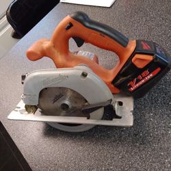 Milwaukee. 18 Volt Battery. Saw.  6.5 Inch Blade. Needs. Charger 