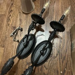 Vintage Black Iron Wall Sconces 