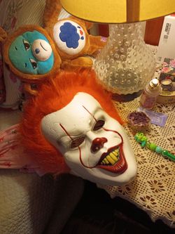 Pennywise Clown Halloween Mask with Orange Hair