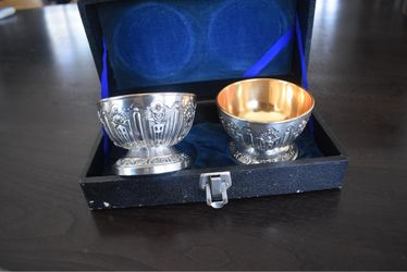 C & Co Silver Plated Gold Washed Pedestal Cups
