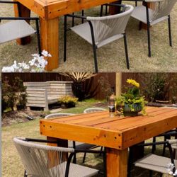 Handcrafted Solid Wood Outdoor Dining Table (No Chairs)