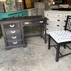 Farmhouse desk- (or vanity ) black—free chair 
