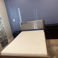 Full Double Platform Bed With Memory Foam Mattress Cama Colchon Cot Sleep 🛌 