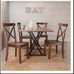 Drop-leaf dining kitchen table with four chairs Rustic 