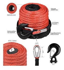 3/8” X 92 Ft Synthetic Winch Rope