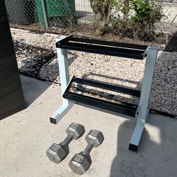 Rack and dumbbells