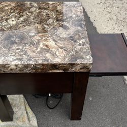 Ashley furniture marble-patterned side&end table with storage plugs L24”*H25”(address in description)  👇delivery 🚚 available within 15 miles with ex
