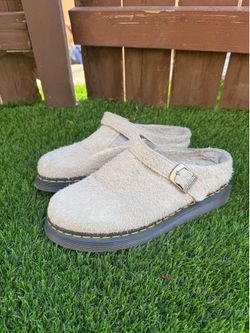Dr. Martens - ISHAM FAUX SHEARLING LINED SUEDE SLINGBACK MULES