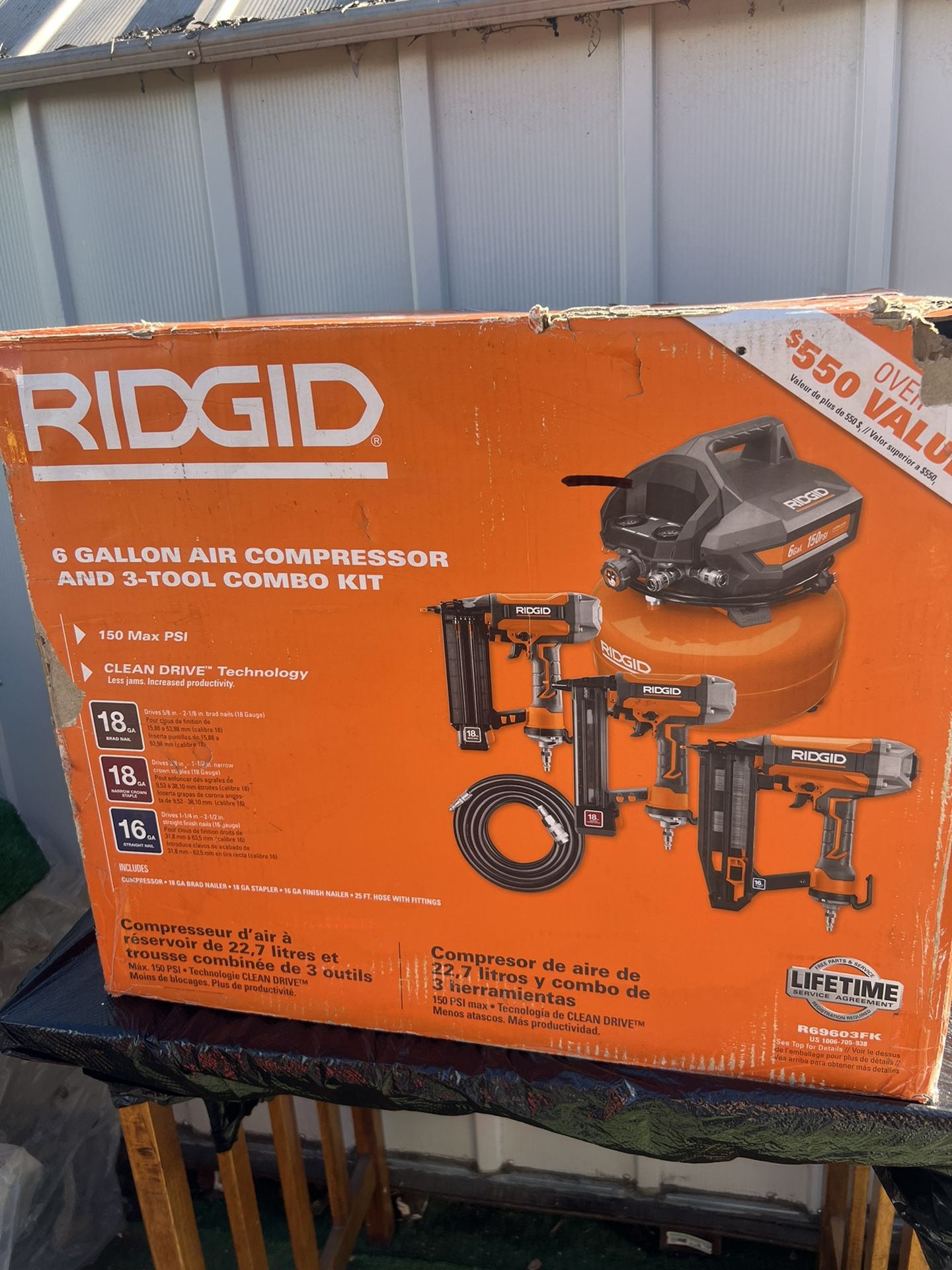 RIDGID Portable Electric Pancake Air Compressor w/ 18GA