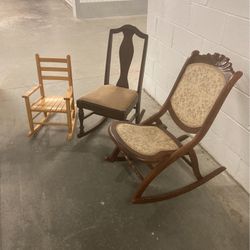 Rocking chair, largest one is a folding chair please see pictures