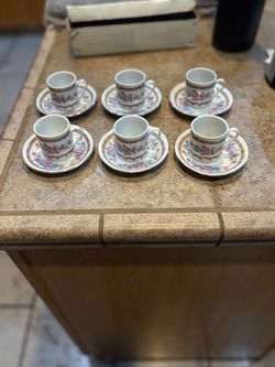NEW 6 Floral Demitasse Turkish Coffee Set