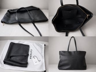 Cuyana Black Classic Leather Zip Tote Bag