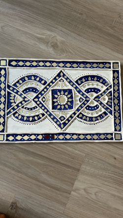 Blue and White Mosaic Decorative Wall Art Panel