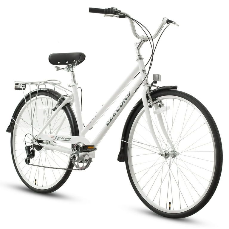 Elecony Freeland 27.5 Inch Unisex Cruiser Bike, Retro Step-Through High-Carbon Steel Frame, V-Brake/Coaster Brake, Beach Casual Commuter Hybrid Cruise