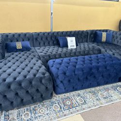 SALE SALE SALE Tufted Double Chaise Sectional With Ottoman