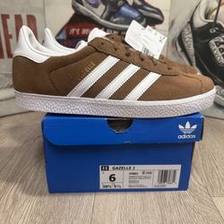 Adidas Gazelle Big Kids' Shoes Preloved Brown/Cloud White Size 6Y/7.5W, 7Y/8.5W