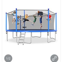 Lyromix 16FT Trampoline With Safety Enclosure And Basketball Hoop