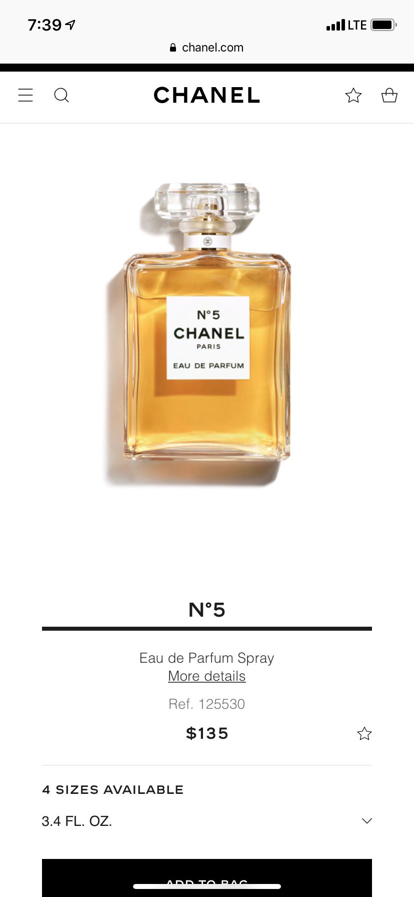Chanel No. 5 Eau de Parfum Spray.