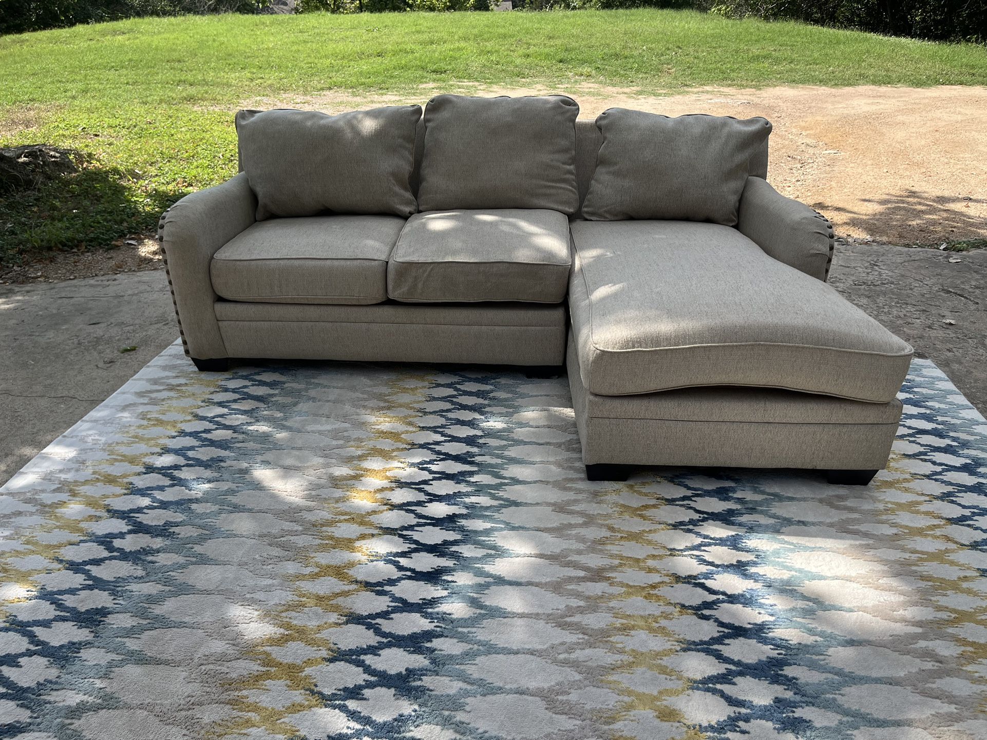 *FREE DELIVERY* Beige Ashley Furniture Sofa Chaise W/ Rug