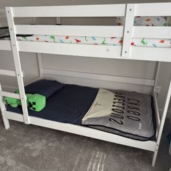White  Bunk Bed with Two Twin Mattresses 
