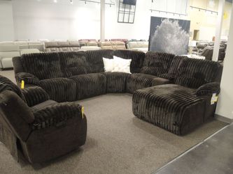 Vogue Haven Brown Power 6 Piece Chaise Sectional - Dark Brown | L-Shaped Couch | Corner Couch